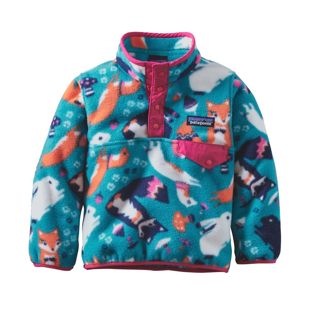 Patagonia Pink and Teal Baby Synchilla Fleece Jacket